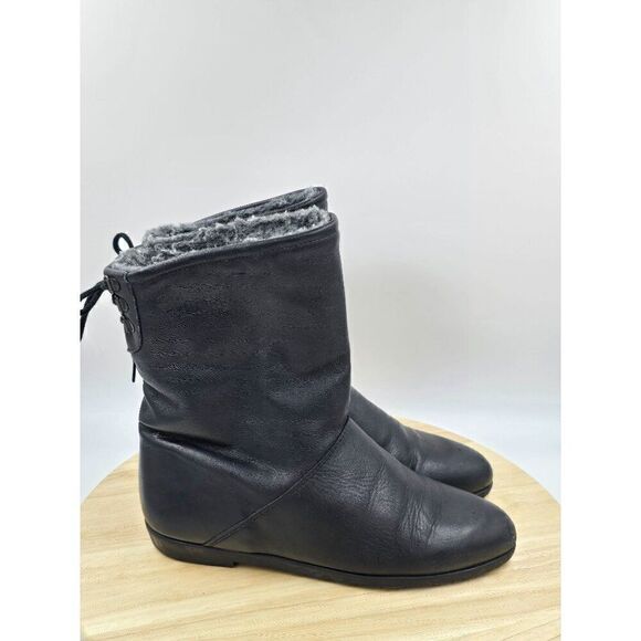 Siberian Husky by Par Bastien black leather snow boots fashion womens size 9 - Picture 1 of 10